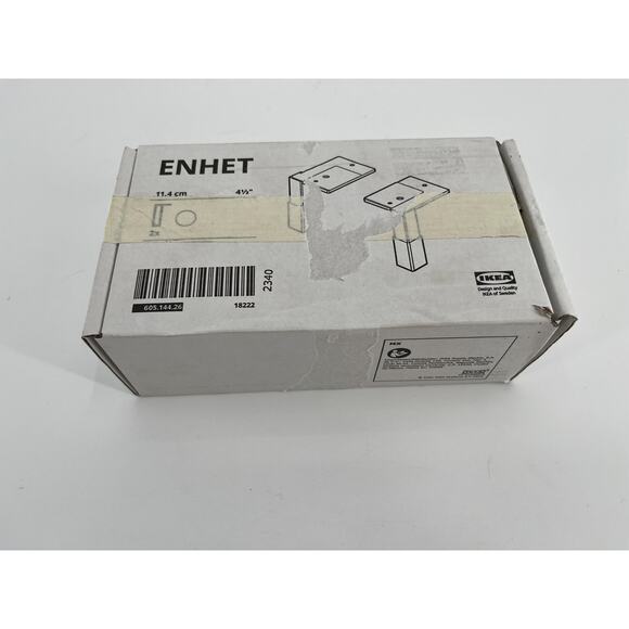 Ikea Enhet Legs 2 Pack 4.5 Inches White Steel Open Box 605.144.26 - Picture 1 of 3